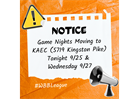 September Game Nights Changing Location